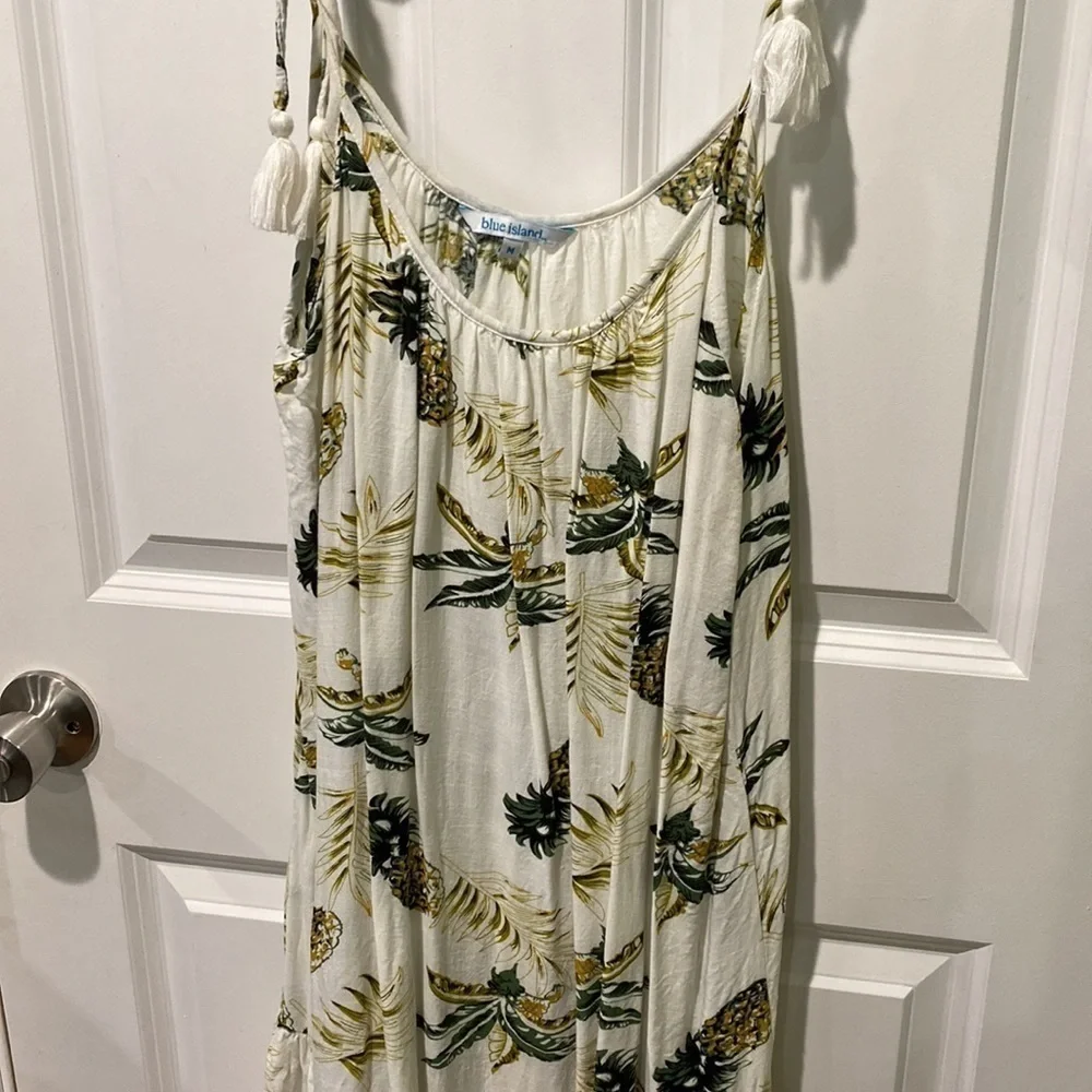 Blue Island Pineapple Ruffle Hem Swim Coverup EUC